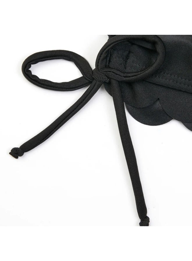 2024 سروال سباحة نسائي سبليت بوكسر سريع الجفاف برباط من الدانتيل شورت لركوب الأمواج سراويل سباحة سفلية للشاطئ - اللون: أسود - - Image 5